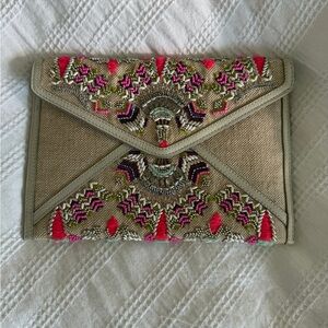 Rebecca Minkoff Embroidered and Beaded Envelope Clutch